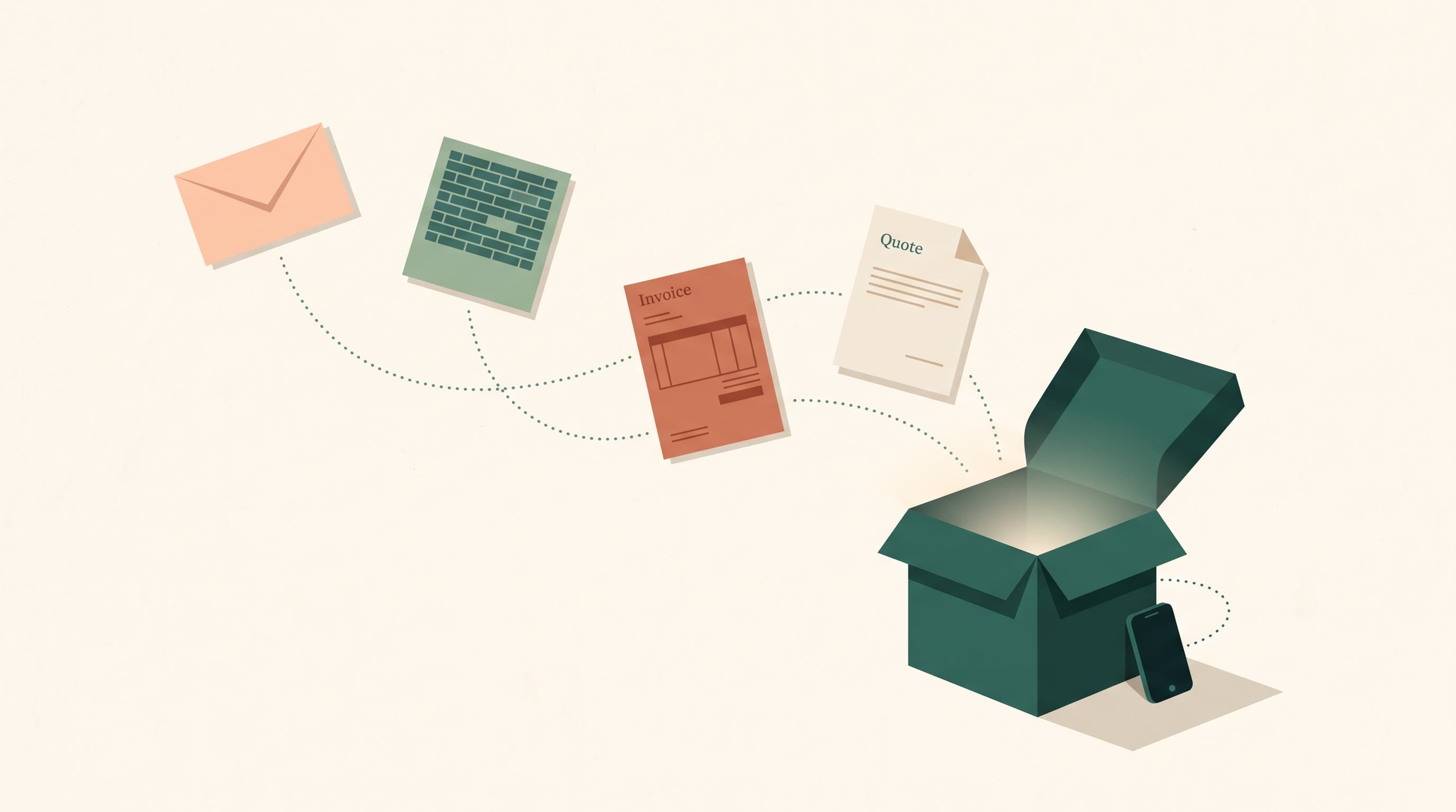 Scattered documents, photos and quotes come together in one central place that is also reachable from your smartphone