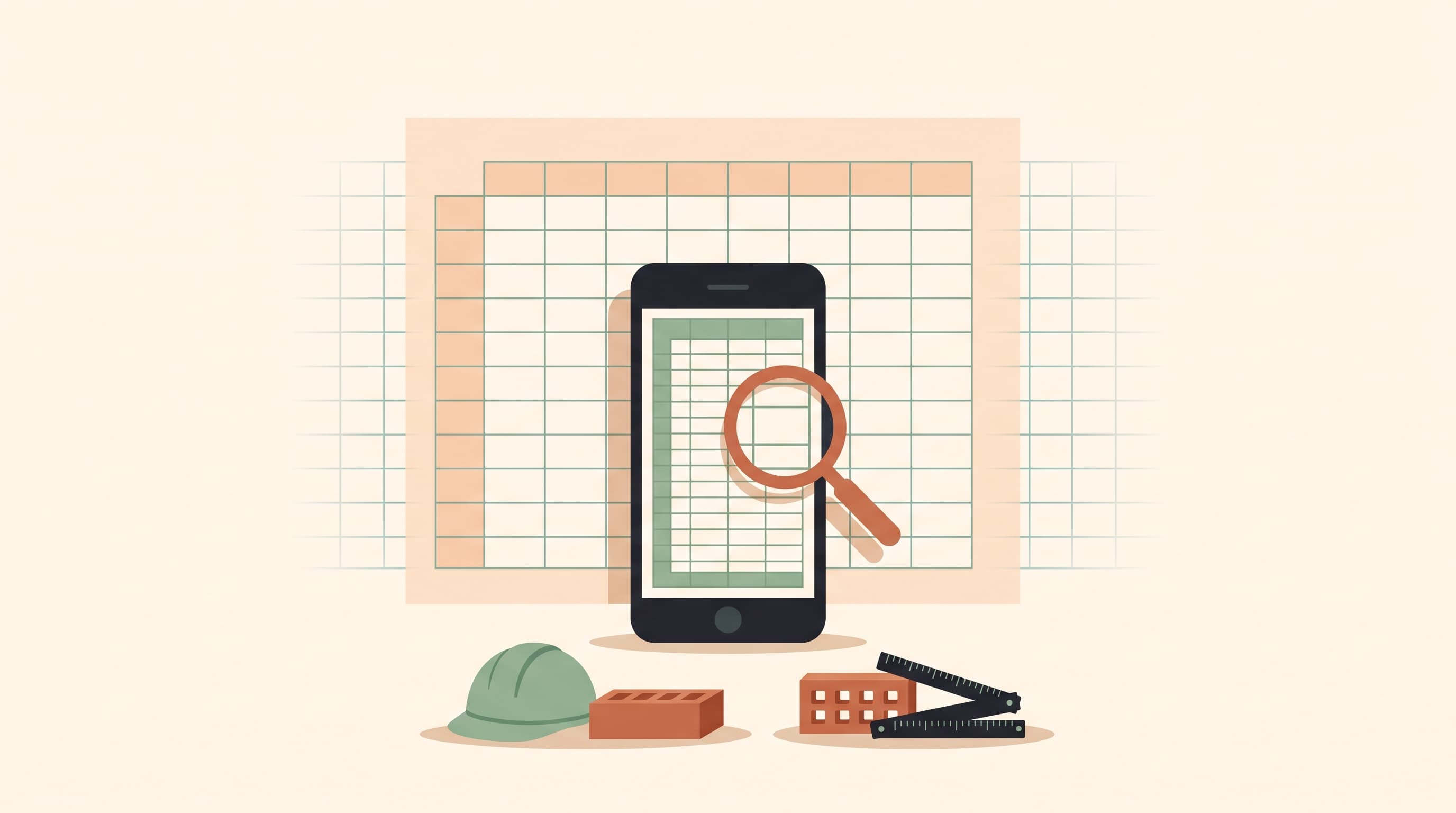 A large spreadsheet extending far beyond the screen of a small smartphone: only a fraction fits on the screen